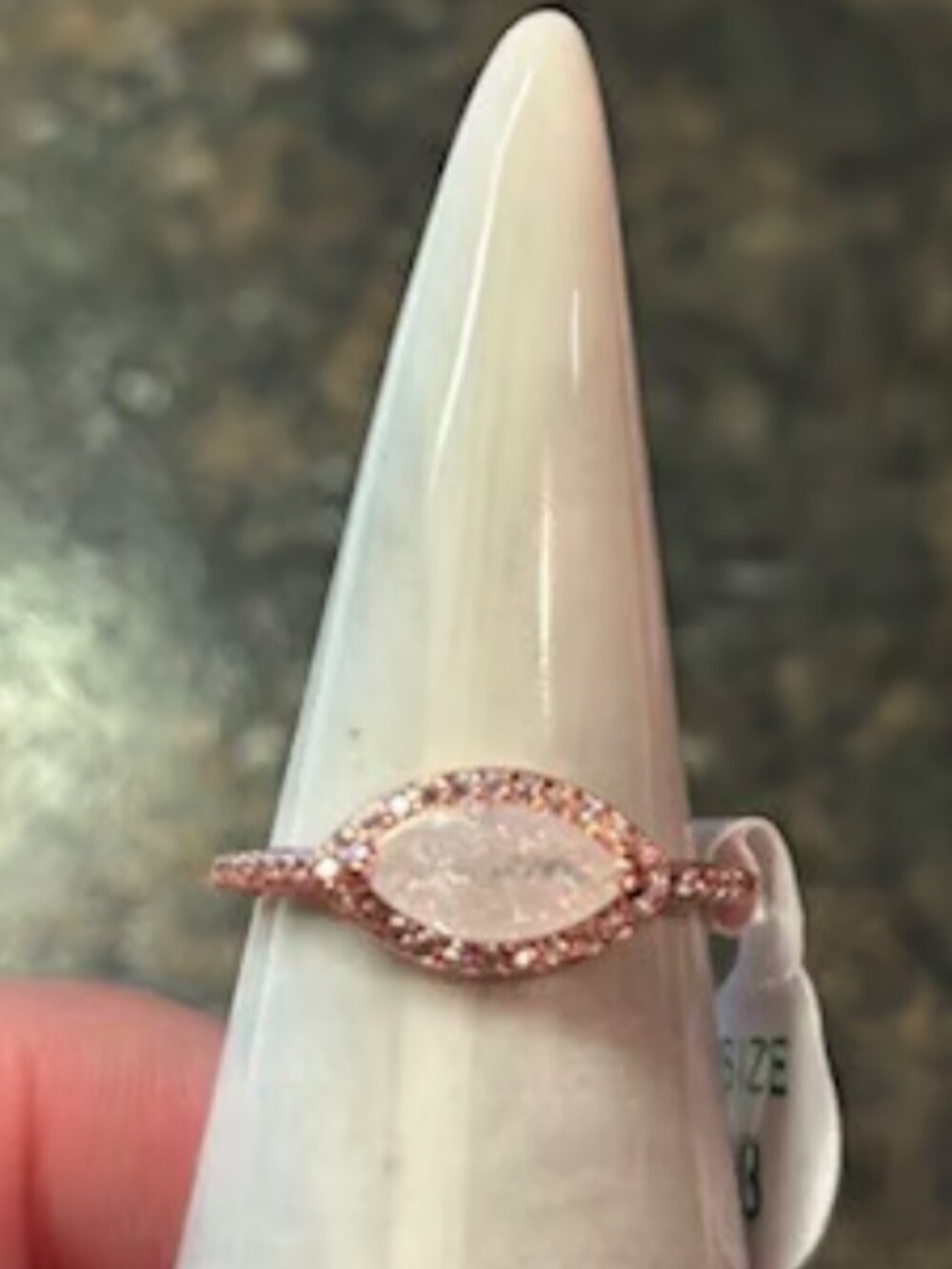 RBP6125 ring bomb party fancy in love white ice crystal on rose gold size 8